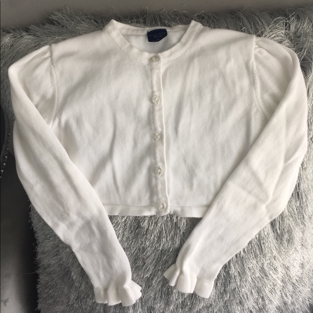 Girls White Shrug Sweater Cardigan, cotton, 5T